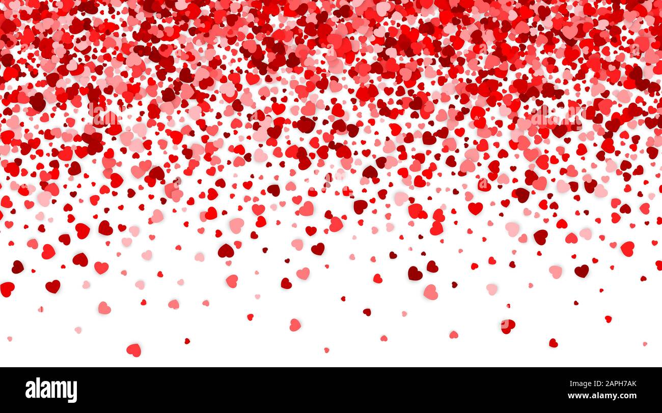 Rote und rosafarbene Herzen bekennen sich auf weißem Hintergrund. Valentinstag Vektorgrafiken Stock Vektor
