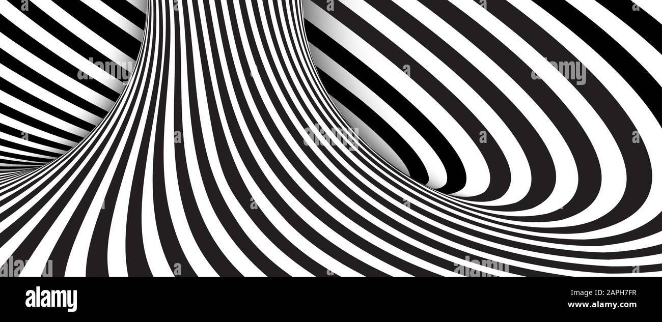 Abstrakte schwarz-weißen wellenförmigen Streifen Hintergrund. Vector Illustration Stock Vektor