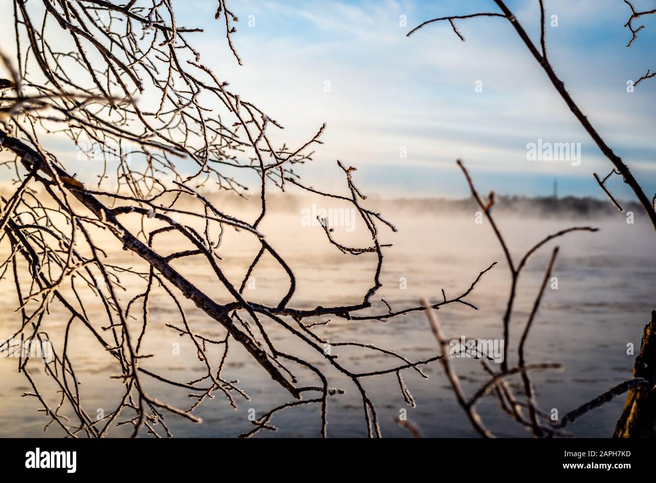 St-Lawrence River im Winter, Lachine Stromschnellen Stockfoto