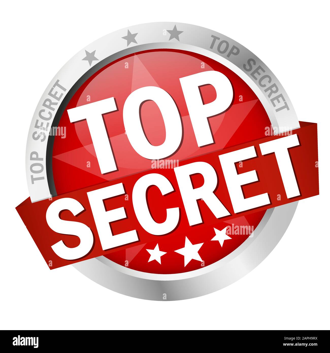 Farbiger runder Knopf mit Banner Top Secret Stock Vektor