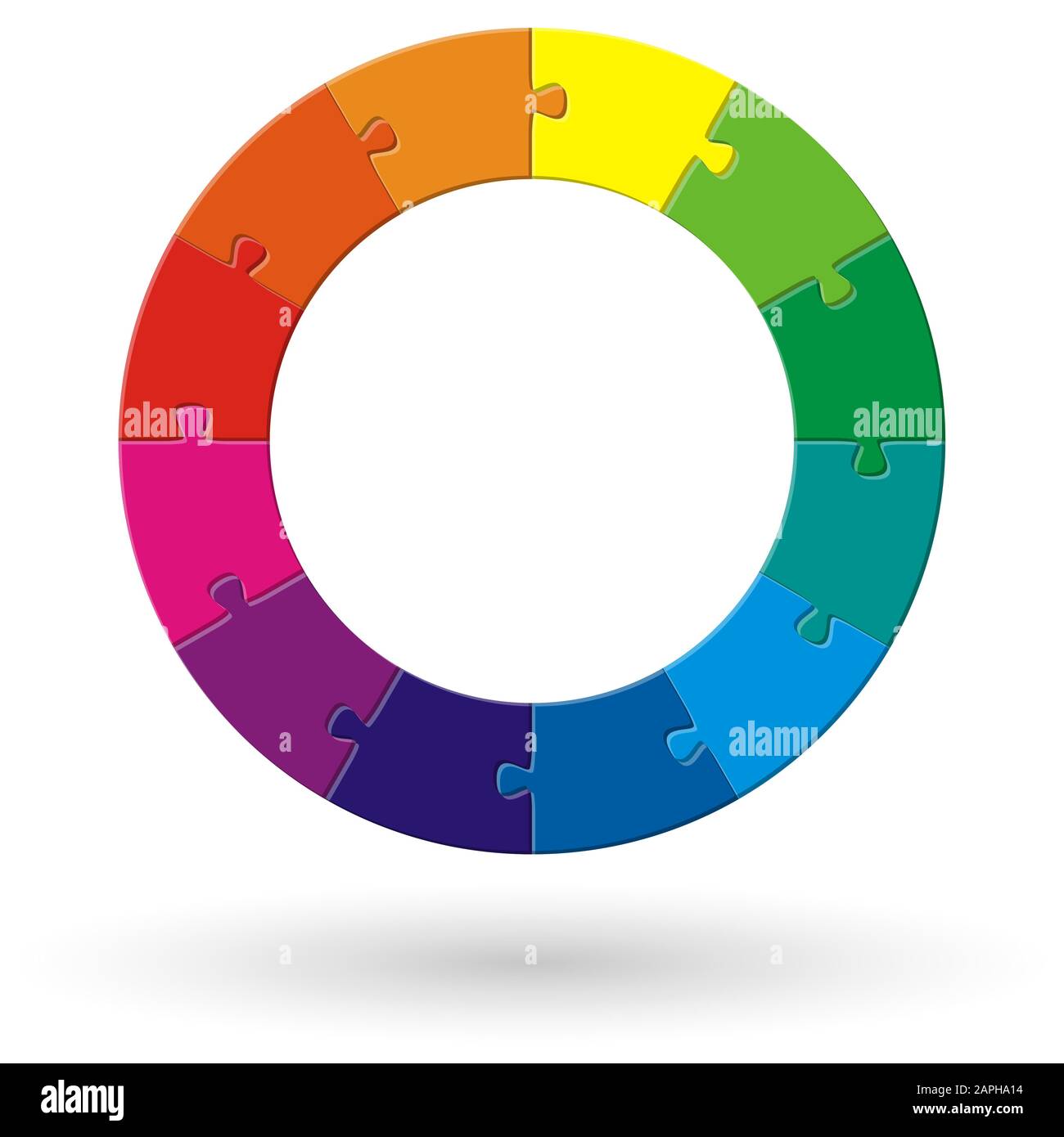 Rundes Puzzle mit zwölf Optionen in verschiedenen Farben Stock Vektor