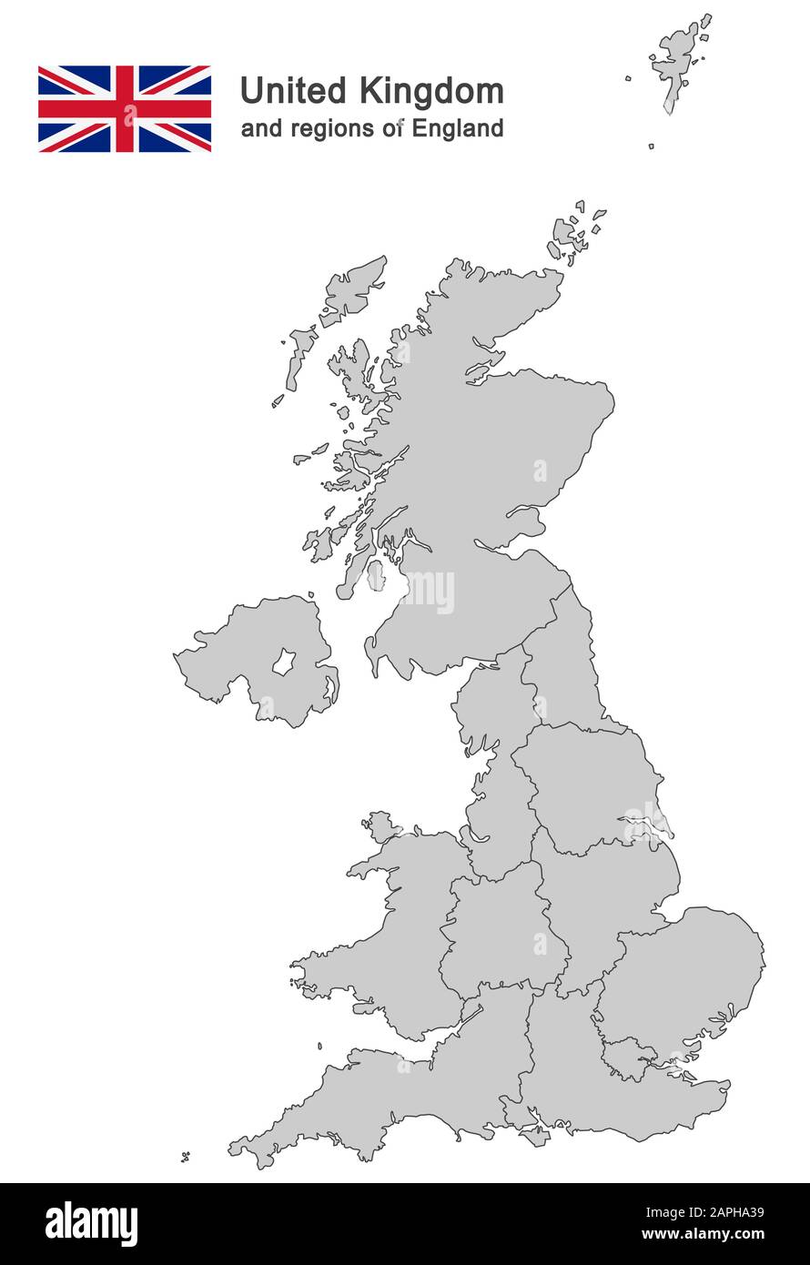 Europäisches Land Großbritannien und Regionen Englands Stock Vektor