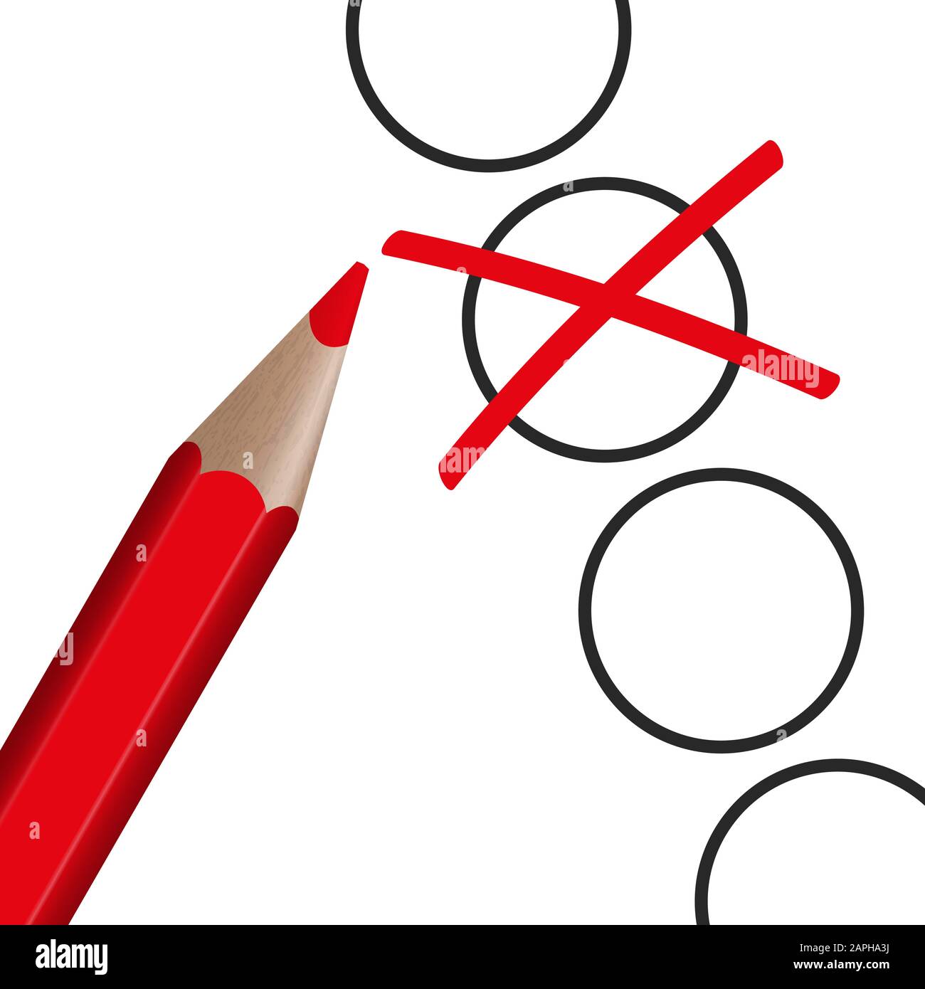 Roter Stift mit Kreuz für Wahlsymbolik Stock Vektor
