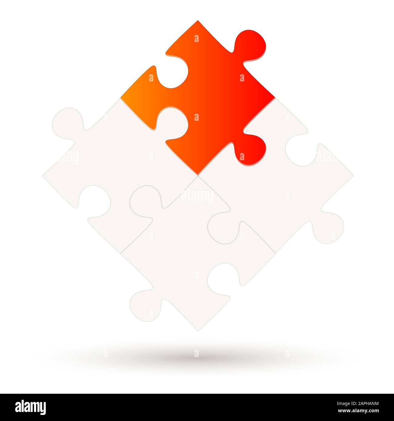 Puzzle mit vier Teilen und einer Option in roter Farbe Stock Vektor