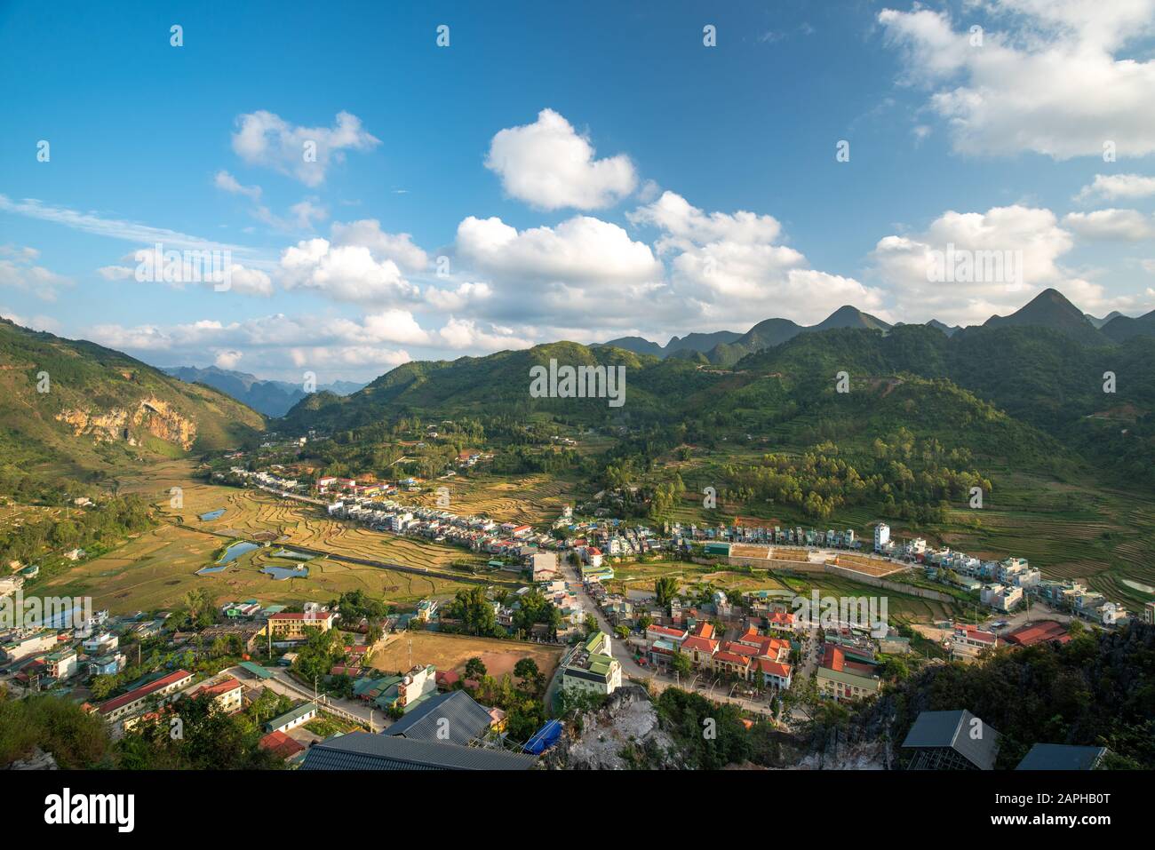 Sonnenuntergang Dong Van, ha Giang, Vietnam - UNESCO Geopark Stockfoto