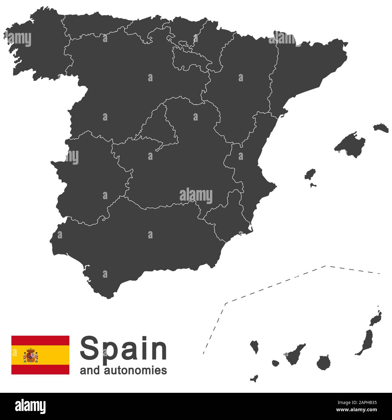Europäisches Land Spanien und autonome Länder im Detail Stock Vektor