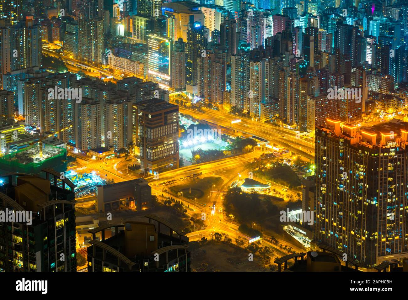 Hong Kong Skyline Blick vom Sky 100 Observation Deck, Stockfoto