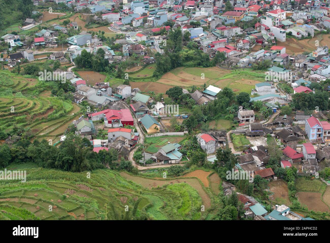 Landschaft vietnames Stadt Quan Ba in den Karstmointänen ist der Berg Fee ein Wahrzeichen für Touristen. Stockfoto