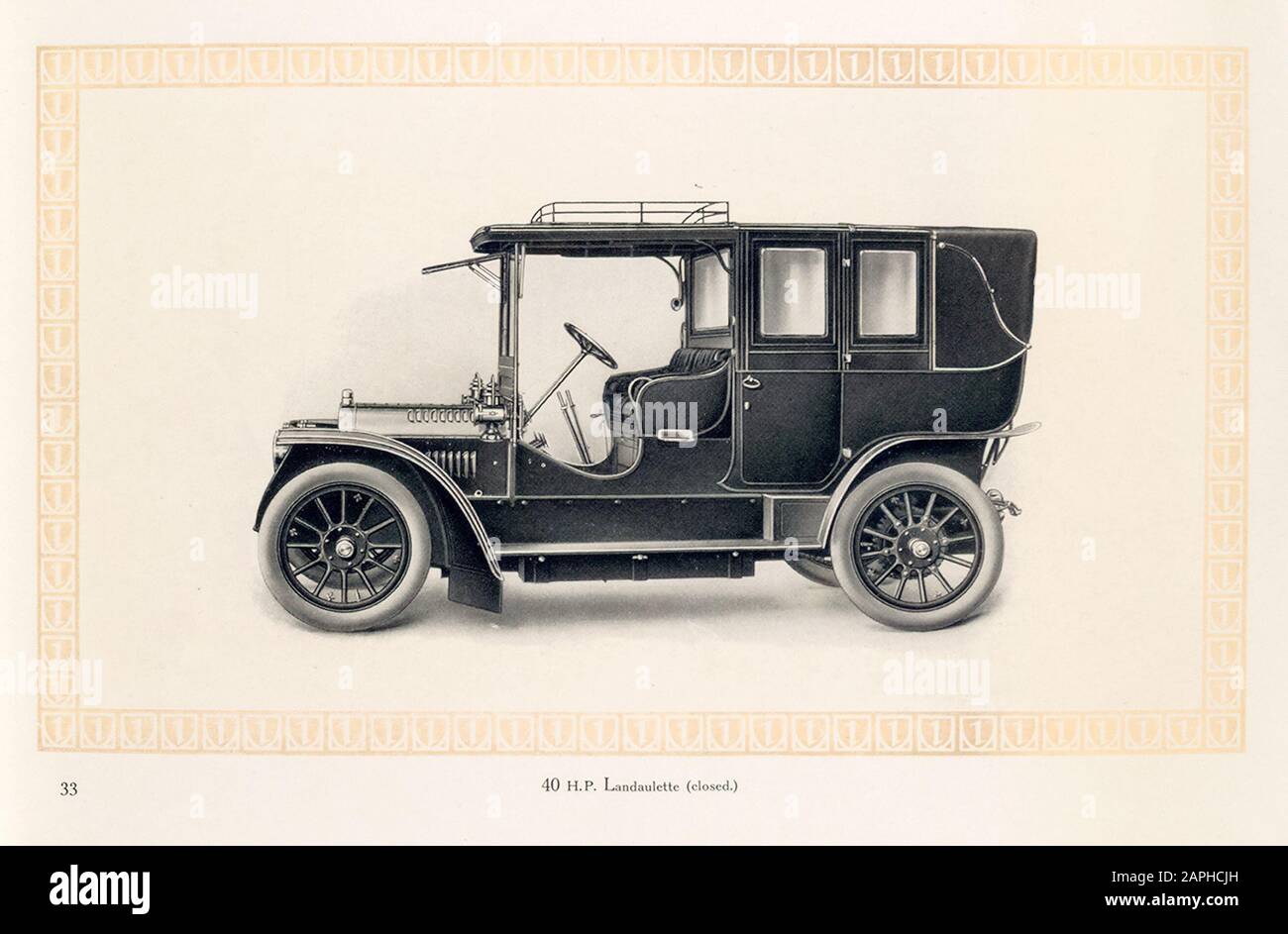 Oldtimer, Benz Motorwagen, Automobil, 40 ps Landaulette (geschlossen), aus dem Benz & Co Handelskatalog, Illustration von 1909 Stockfoto