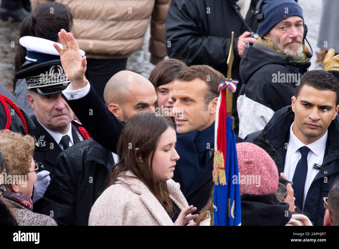 Emmanuel Macron bei der 101. Jahrfeier des Waffenstillstands von 1918 am Triumphbogen. Paris, 11.11.2019 Stockfoto