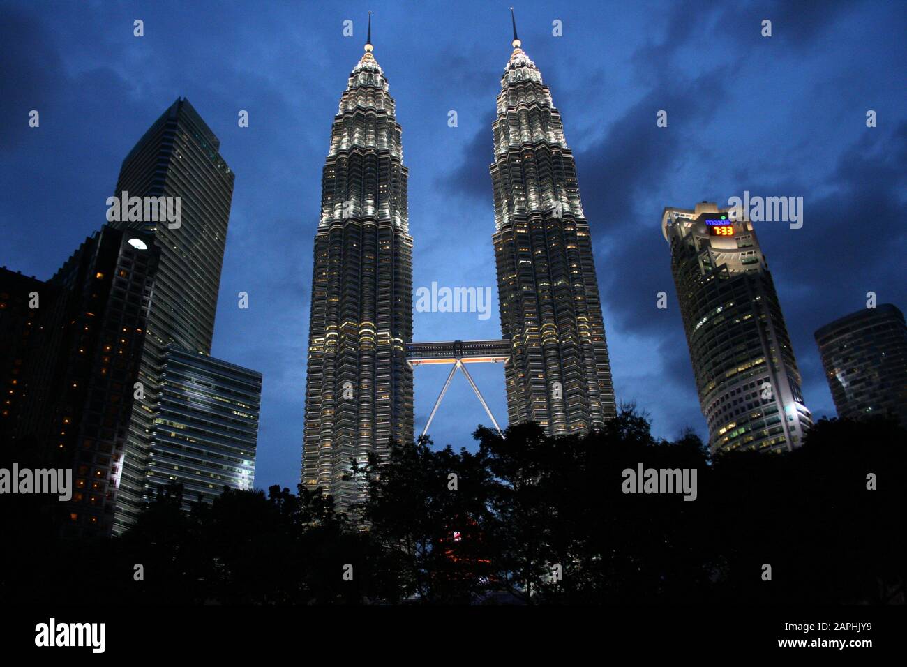 Night View Twin Towers (Kuala Lumpur, Malaysia) Stockfoto