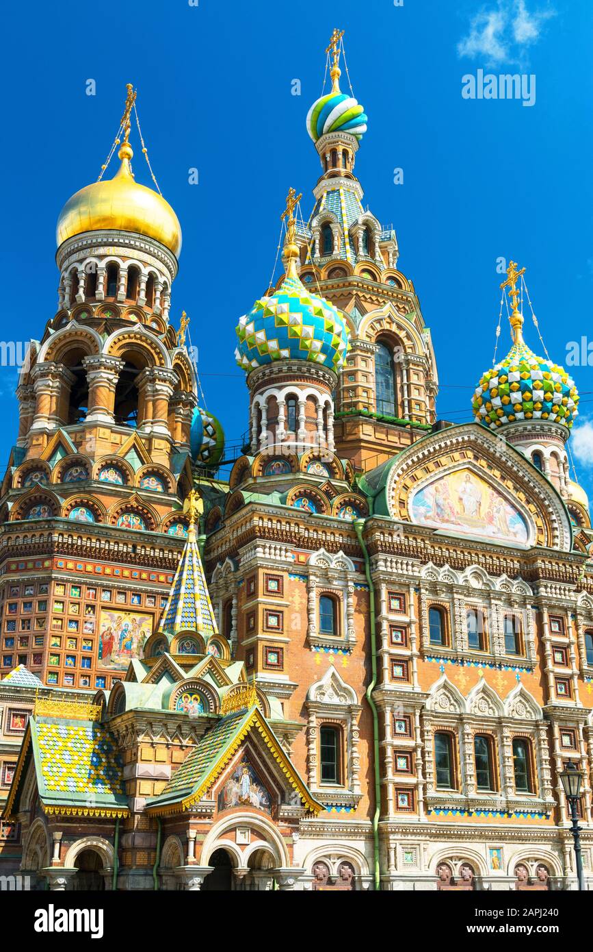 Erlöserkirche auf Verschüttetem Blut (Christuskathedrale) in Sankt Petersburg, Russland Stockfoto