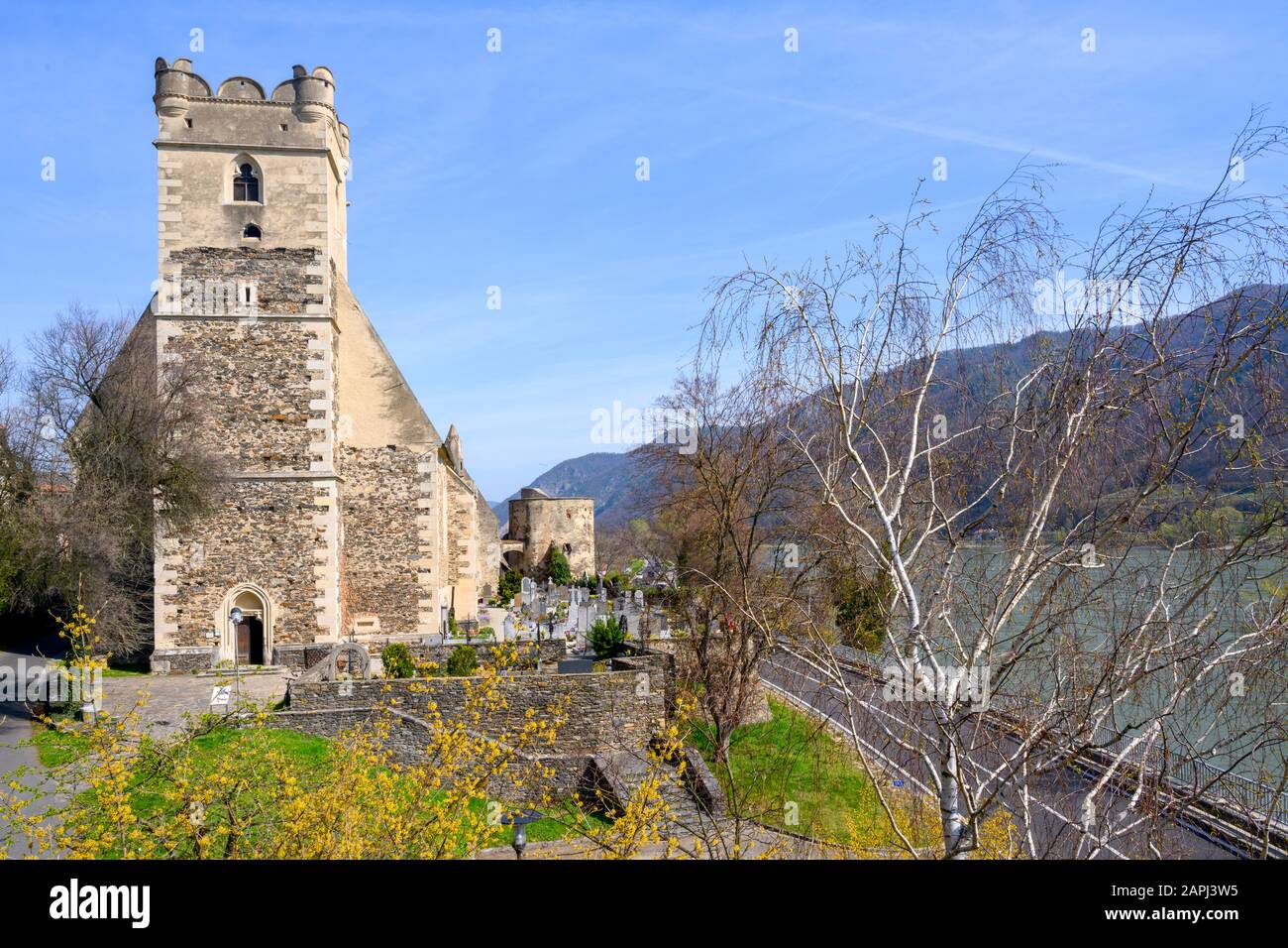 Österreich, Niederösterreichischen, Wachau, Spätgotische Kirche St. Michael (von Westen) Stockfoto