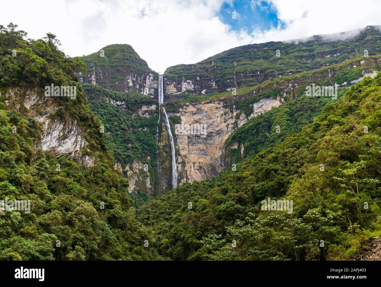 Catarata de Gocta - einer der höchsten Wasserfälle der Welt, dem Norden Perus Stockfoto