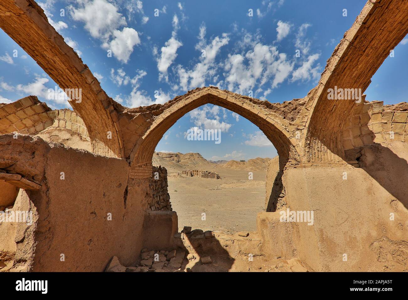 Überreste zoroastrianischer Tempel und Siedlungen in Yazd, Iran Stockfoto