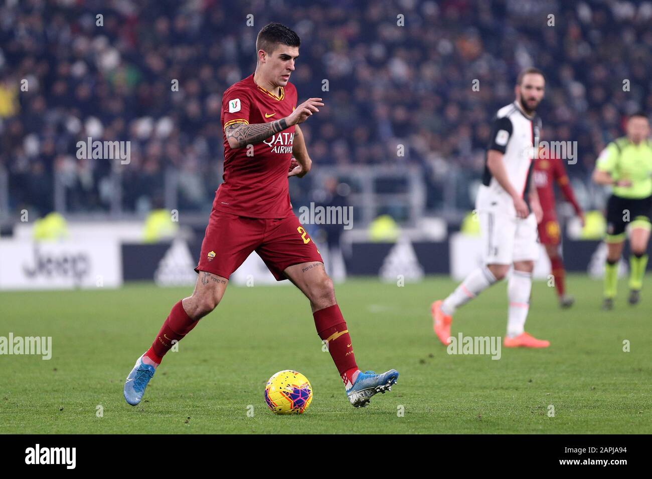 Torino, Italien. Januar 2020. Coppa Italia. Juventus Fc vs. As Roma. Gianluca Mancini von As Roma. Stockfoto