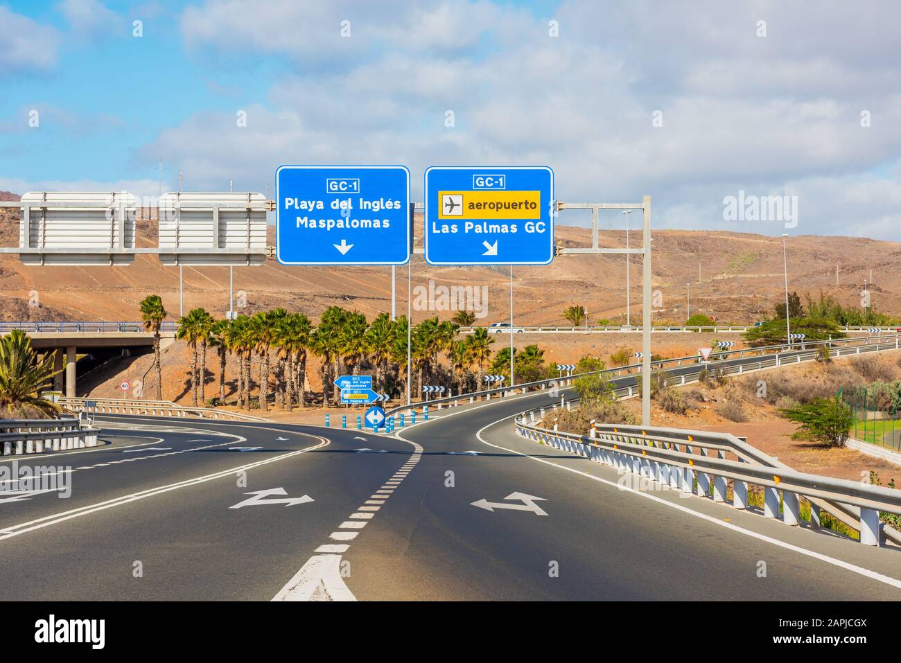 Wegweiser zu den wichtigsten Reisezielen auf Gran Canaria Spanien Stockfoto