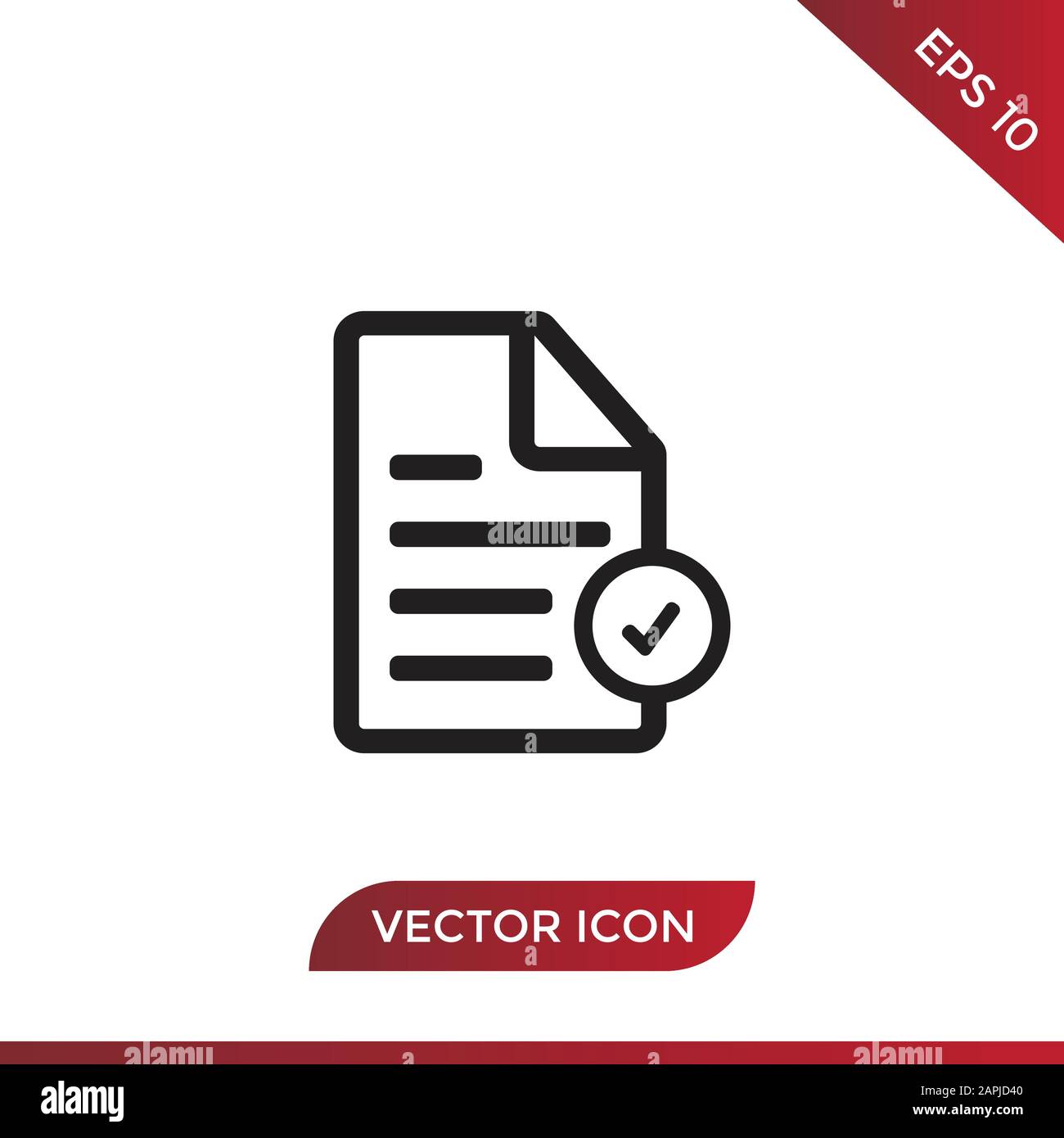 Vektorsymbol der Liste prüfen. Symbol aktiviert. Genehmigen Sie Piktogramme in modernem Design für Website und mobile App Stock Vektor