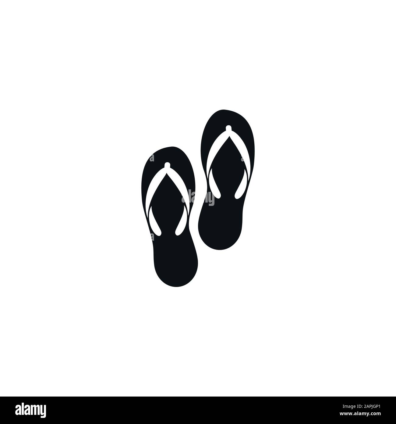 Schwarze Hausschuhe. Ein Paar Flip-Flops, Sommerferienattribut, Schuhe. Vektorsandalen, Symbol des Sommers Stock Vektor