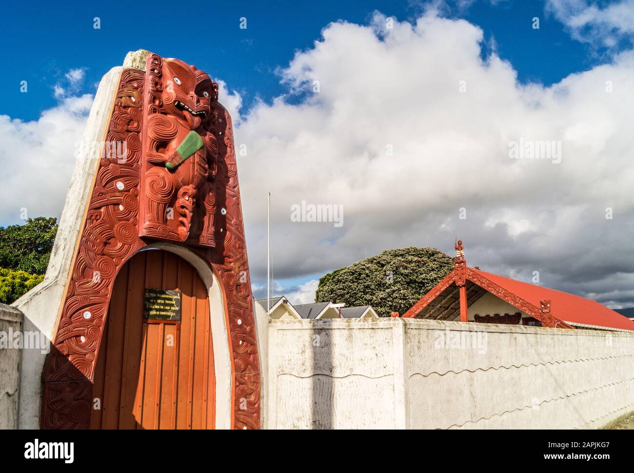 Raukawa marae, Māori Treffpunkt, Ōtaki, Nordinsel, Neuseeland Stockfoto