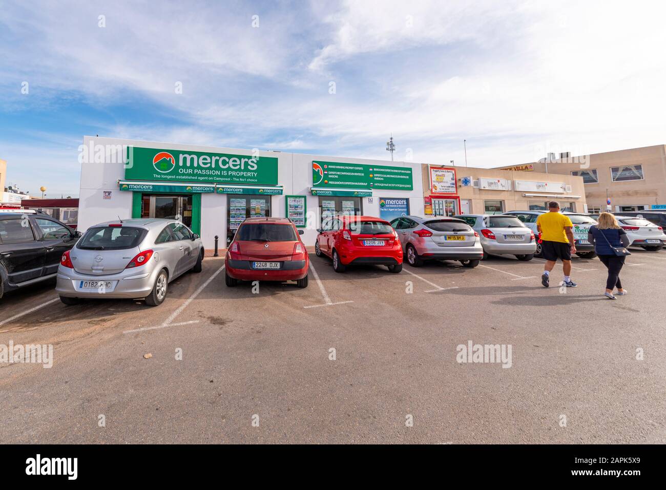 Mercers Immobilienmakler in Camposol, Region de Murcia, Costa Calida, Spanien. Eine Gegend, die bei ehemaligen britischen Immobilienkäufern beliebt ist. Immobilienmarkt im Ausland Stockfoto