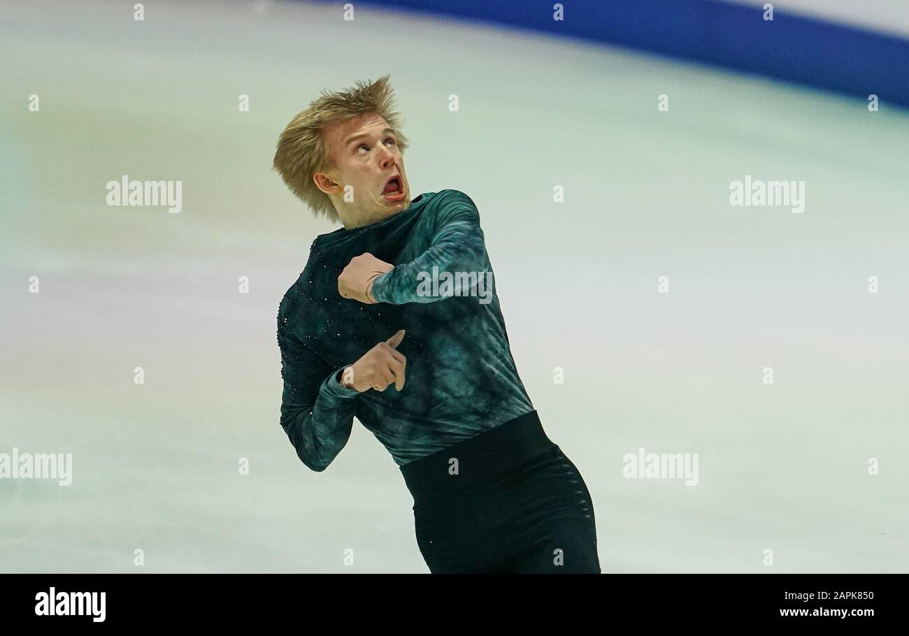 Steiermarkhalle, Graz, Österreich. Januar 2020. Daniel Graßl aus Italien bei Den Herren Freies Skating bei ISU European Figure Skating Championats in der Steiermarkhalle, Graz, Österreich. Kredit: CSM/Alamy Live News Stockfoto