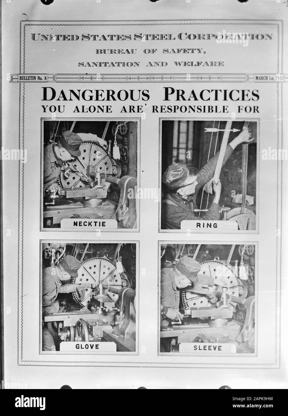 9x12 Warnung vor gefährlichen Bedingungen während der Arbeit Datum: Undatierte Schlüsselwörter: Poster, Warnungen Stockfoto