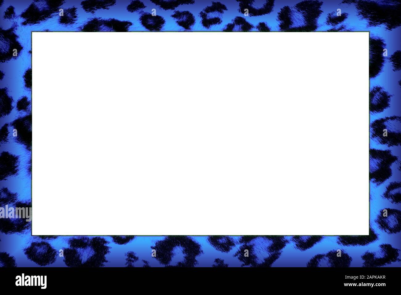 Ein blauer Rahmen mit Leopardenmuster Stockfoto