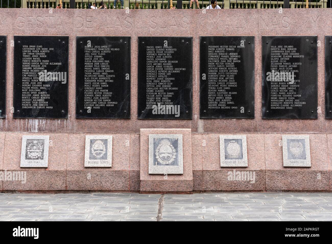 Denkmal für die Toten im Malvine-Krieg auf dem San Martin-Platz, Buenos Aires, Argentinien Stockfoto