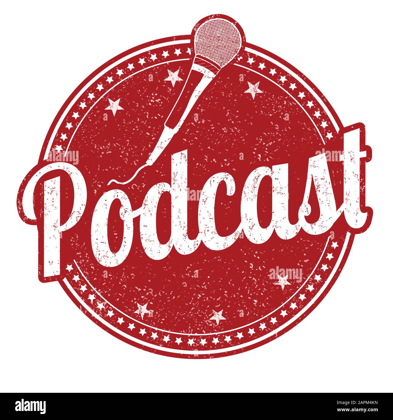 Podcast-Zeichen oder -Stempel auf weißem Hintergrund, Vektorgrafiken Stock Vektor