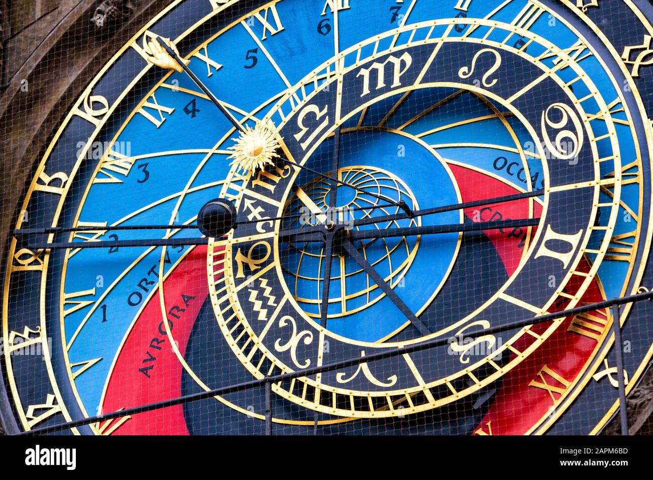 Tschechische Republik, Prag, Nahaufnahme der Prager Astronomischen Uhr Stockfoto