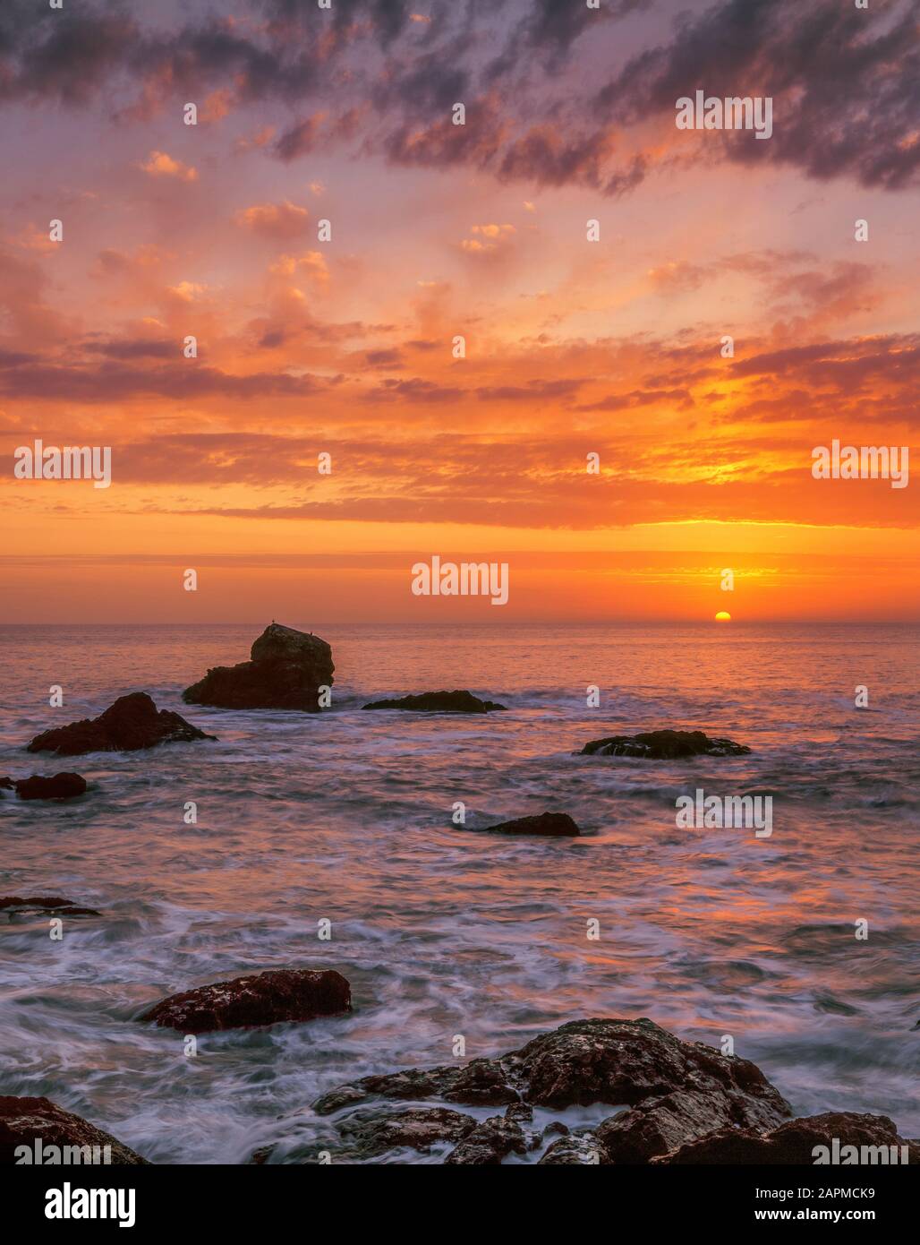 Sonnenuntergang, Strand, Golden Gate National Recreation Area, Marin County, Kalifornien Stockfoto