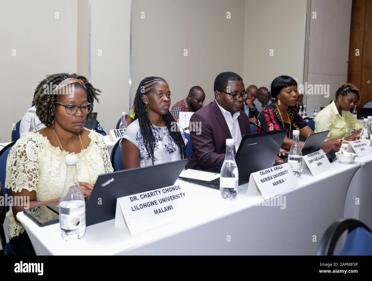 Gaborone, Botswana. Januar 2020. Geladene Gäste nehmen am 23. Januar 2020 an einem hochrangigen politischen Dialog über die Reform der Landpolitik und den sozialen wirtschaftlichen Wandel in Gaborone, der Hauptstadt Botswanas, Teil. Die UN-Wirtschaftskommission für Afrika (UNECA) hat hier am Donnerstag einen hochrangigen politischen Dialog über Bodenreform und soziale wirtschaftliche Transformation geführt. Credit: Tshekiso Tebalo/Xinhua/Alamy Live News Stockfoto