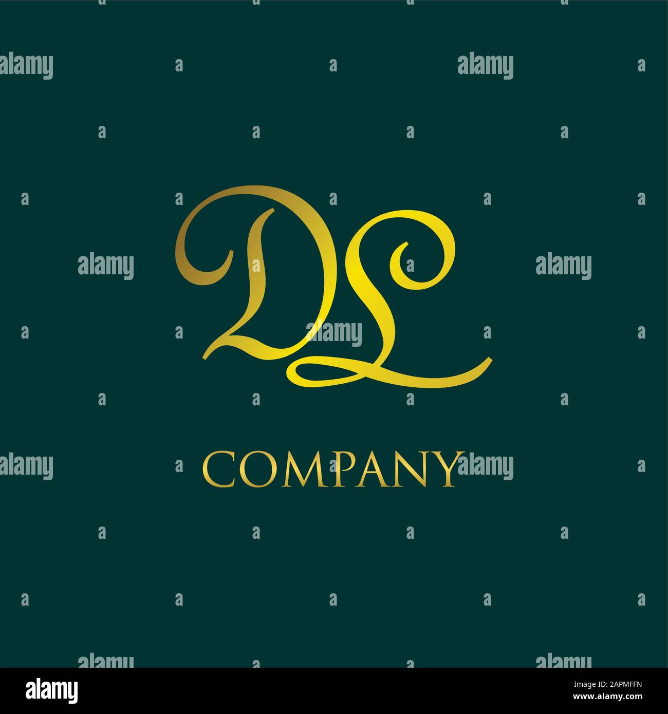 Luxury Gold Letter DL, Alphabet Logo Design Template, Initial Logo