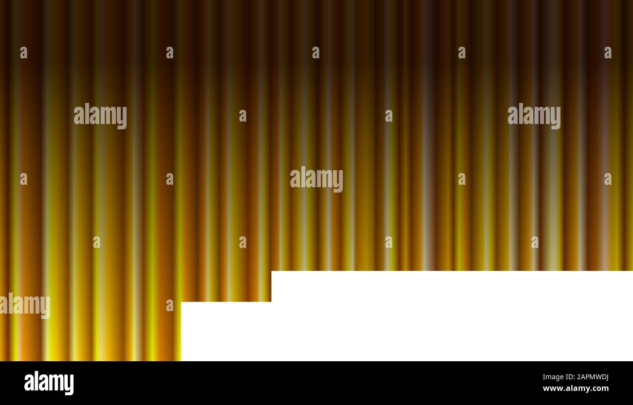 Geschlossener Luxus Gold Vorhang mit vielen Schatten Bühne Hintergrund Spotlight Strahl beleuchtet. Theatralische Samtstoff Vorhänge Bühne Eröffnungszeremonie. Vektorgradientendarstellung Stock Vektor