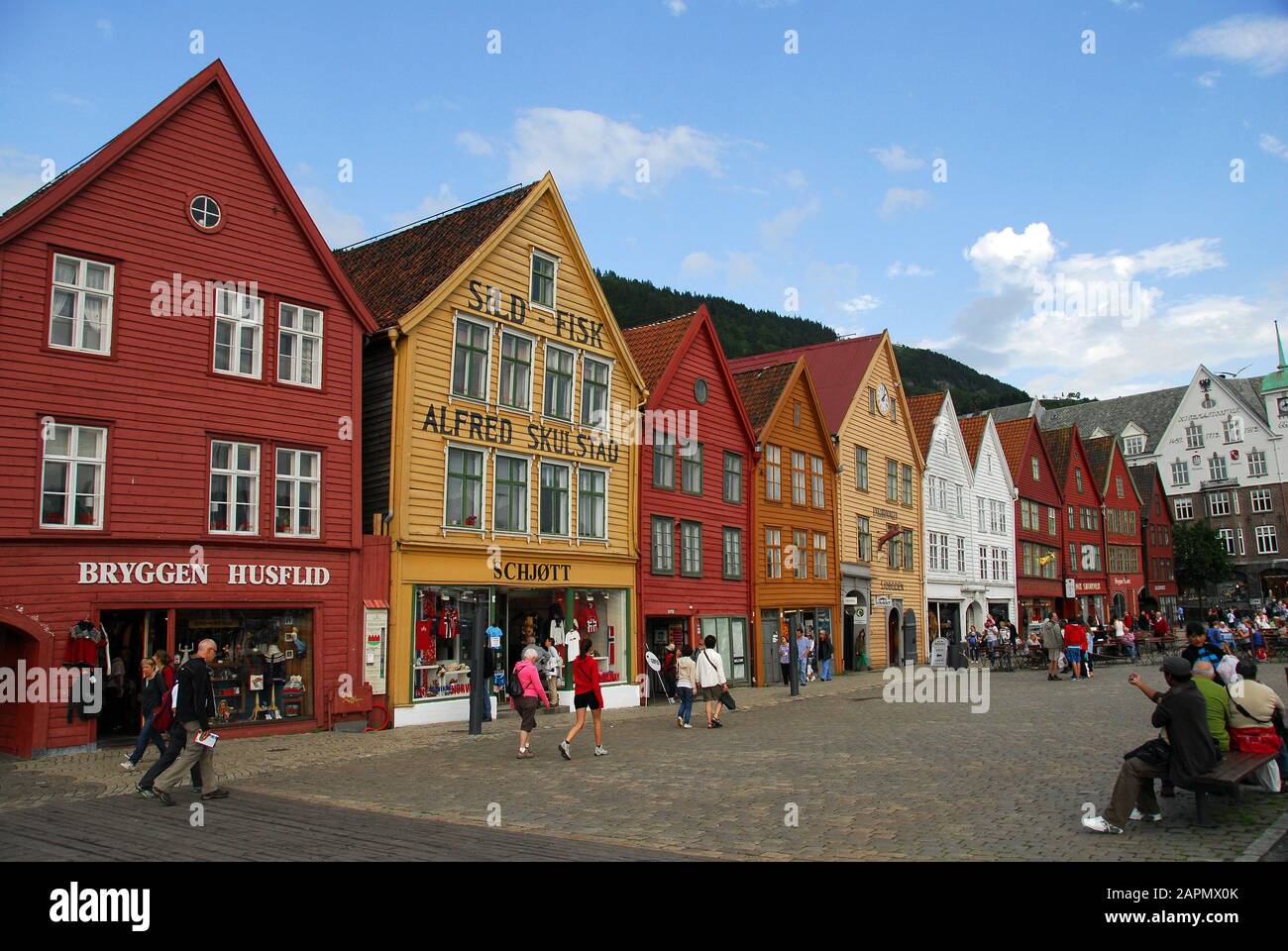 Norwegen, Bergen Bryggen UNESCO-Liste für Welterbestätten Stockfoto