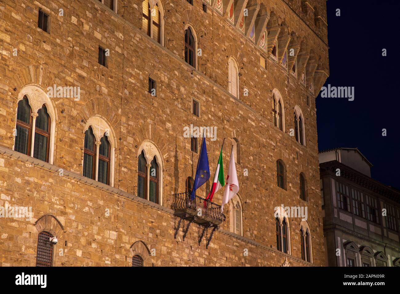 Palazzo Vecchio (Detail), Florenz, Italien. Stockfoto
