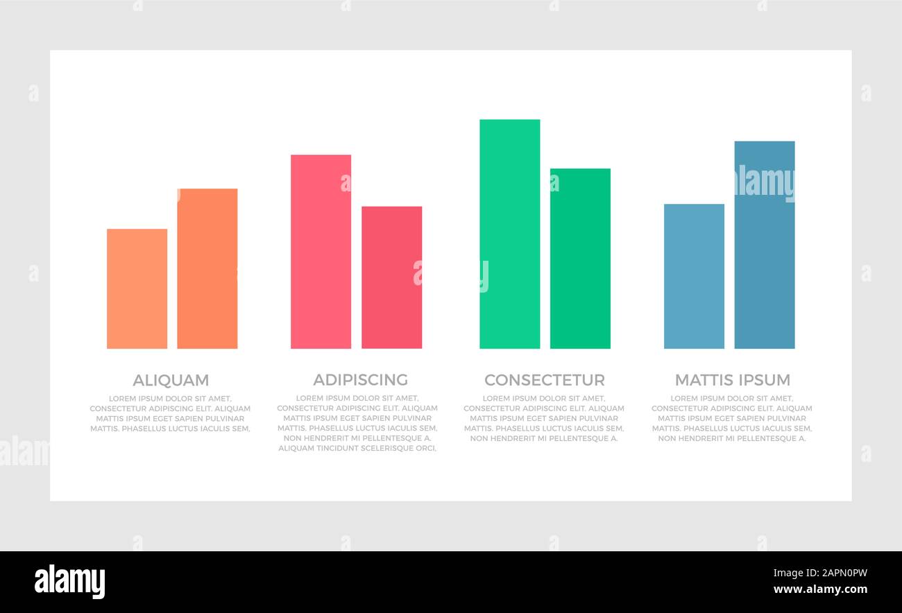 Set aus orangefarbenen und roten, blauen und grünen Elementen für Infografiefolien mit Diagrammen, Diagrammen und Schritten. Stock Vektor