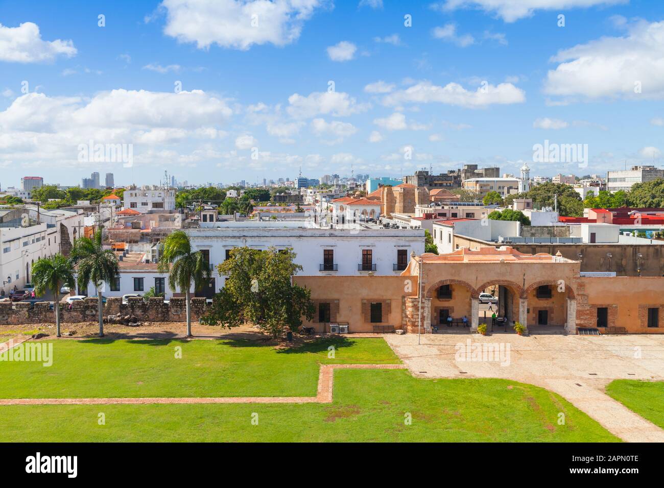 Zona Colonial, Stadtbild des historischen Santo Domingo. Hauptstadt der Dominikanischen Republik Stockfoto