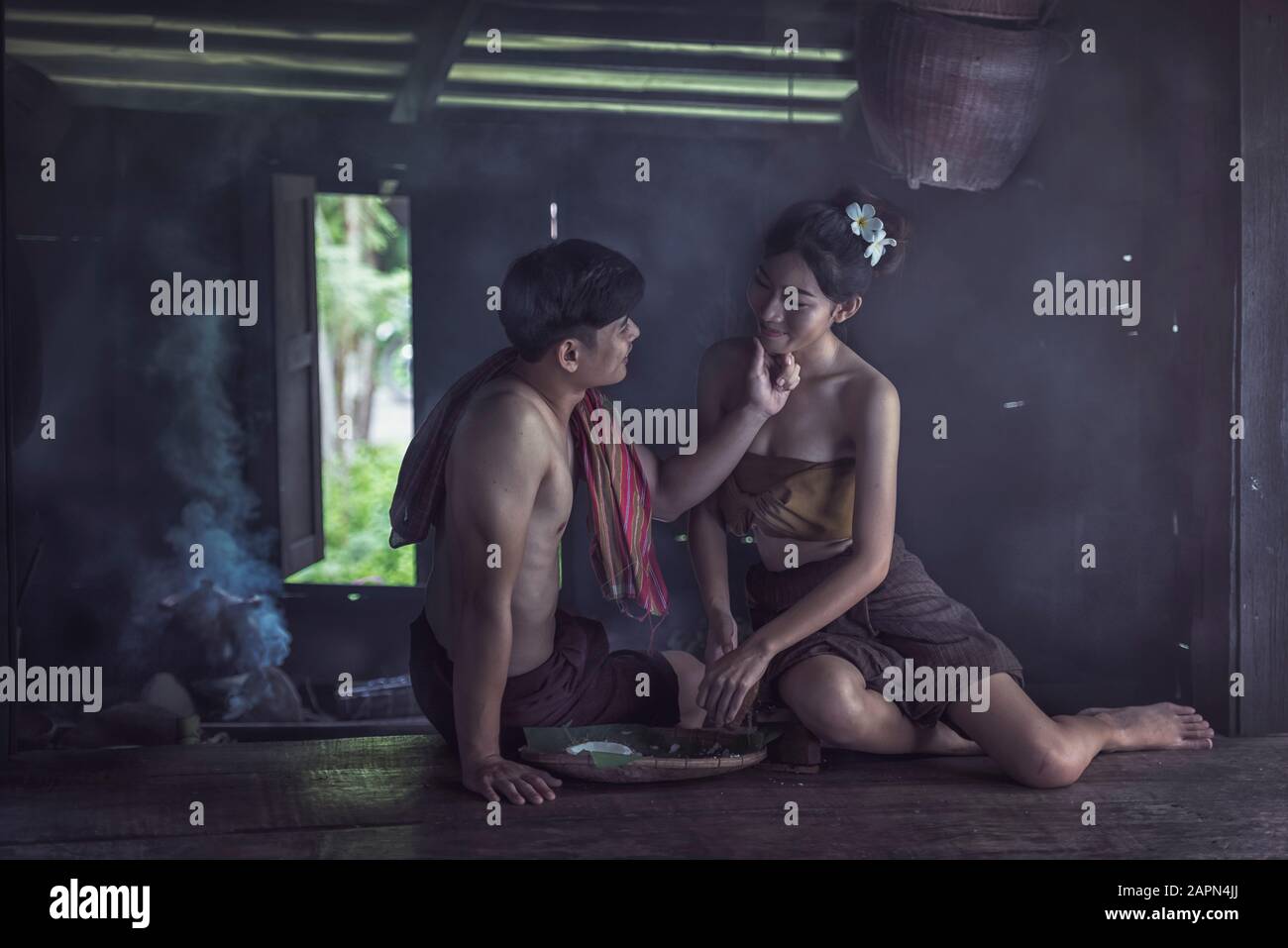 Paare thailändische Familie Glückszeit Stockfoto