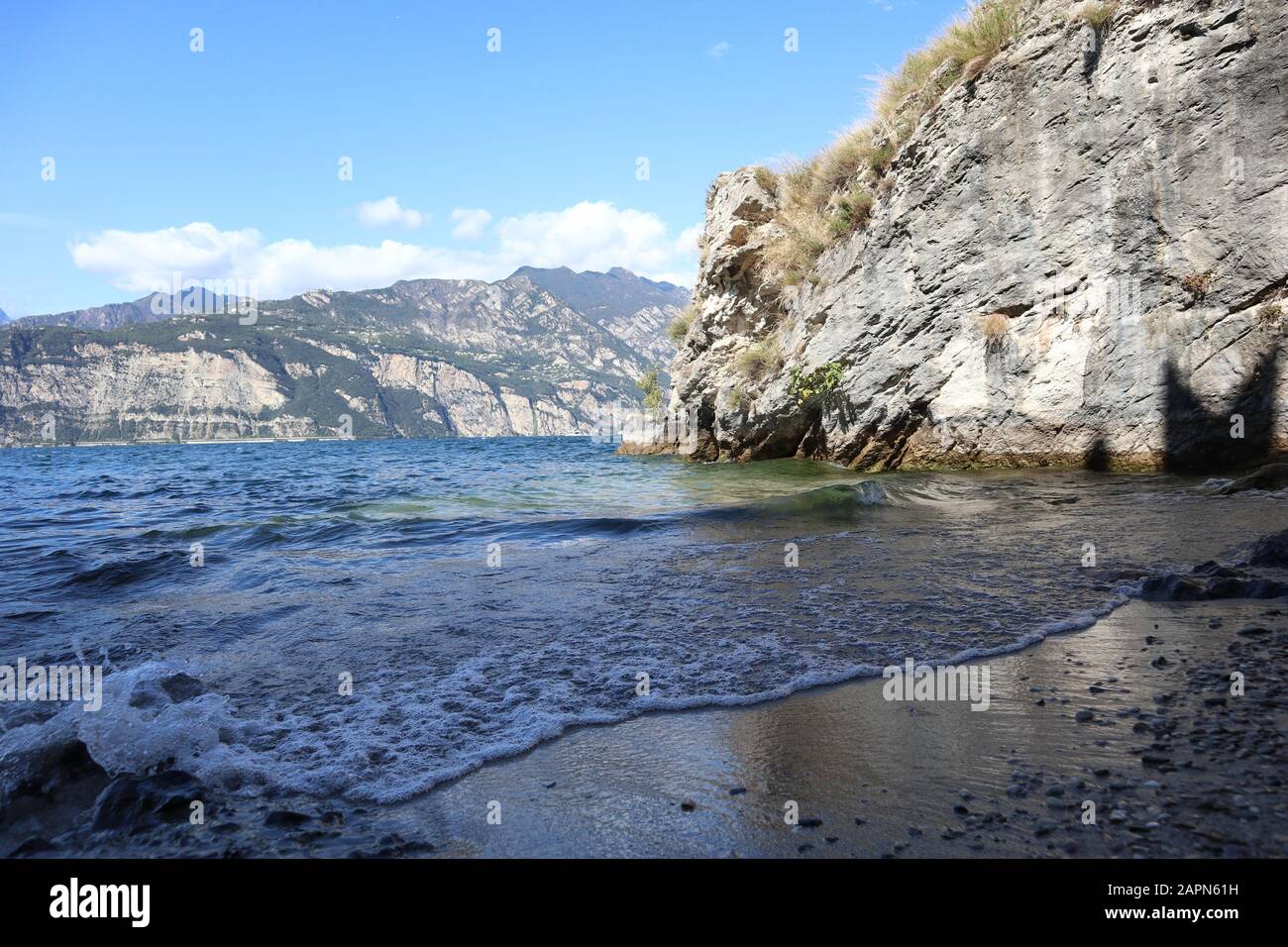 Landschaftsaufnahme von Malcesine Castle in Malcesine Italien Stockfoto