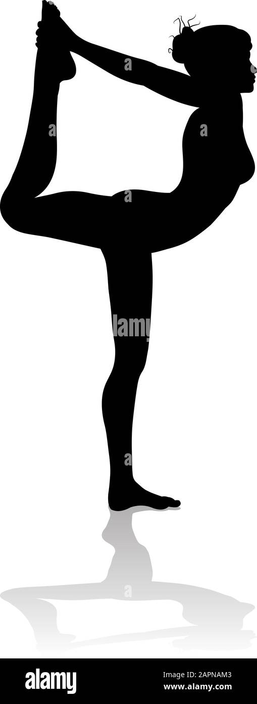 Yoga Pilates Pose Frau Silhouette Stock Vektor