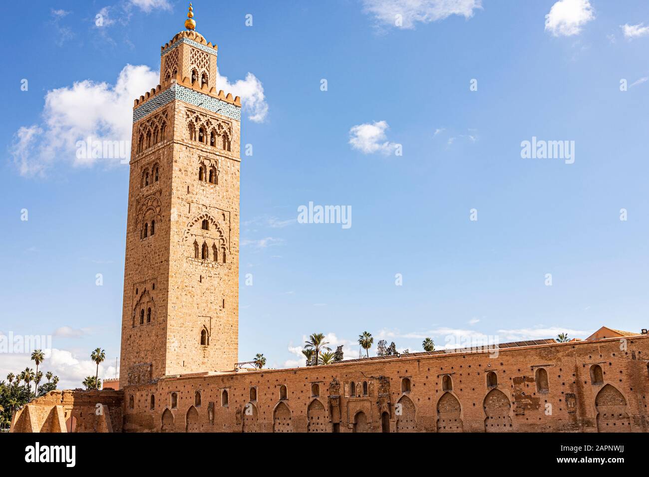 Moschee Koutoubia Minarett in der Medina von Marrakesch, Marokko Stockfoto