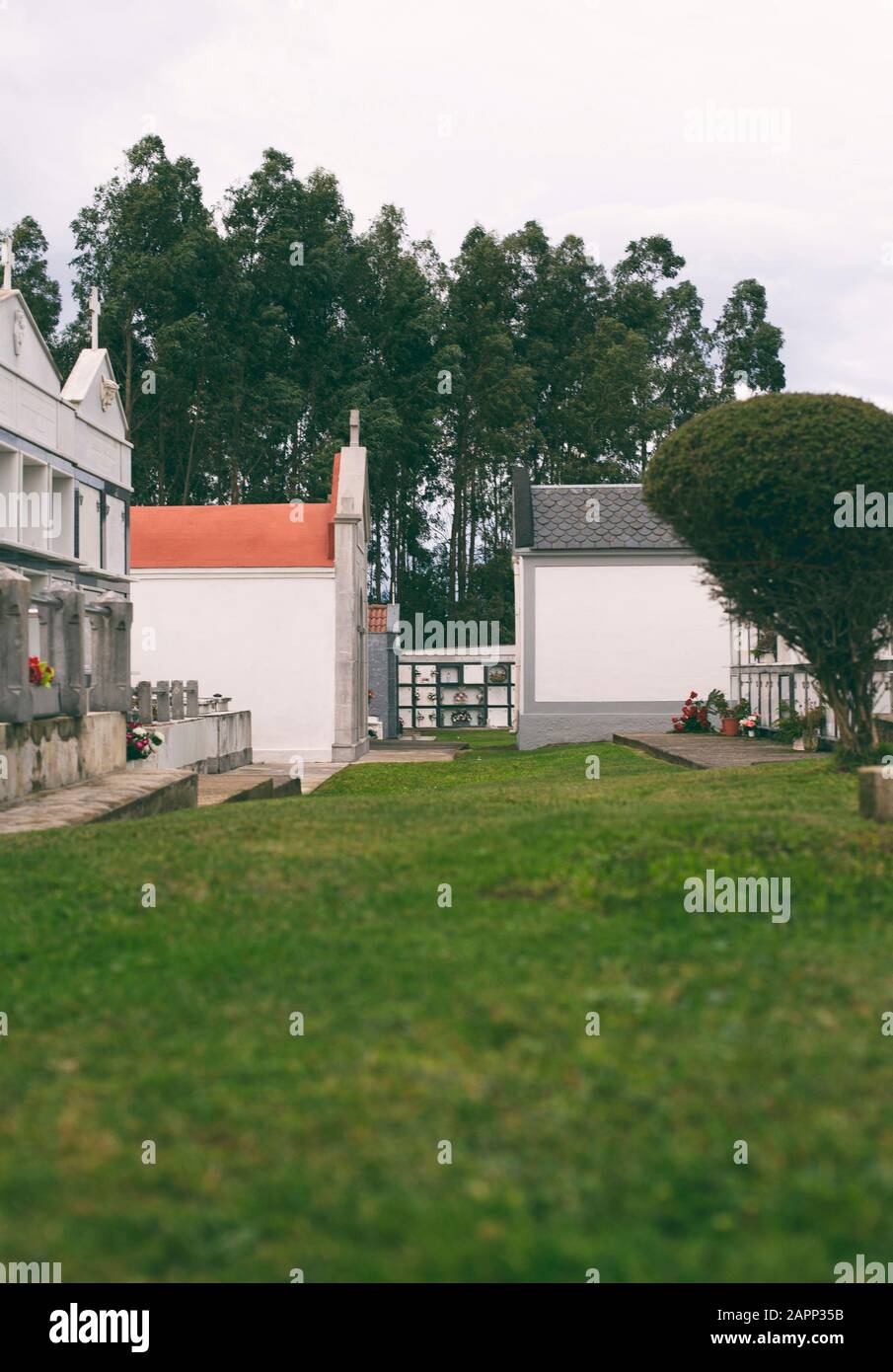 Blick auf einen Friedhof Stockfoto