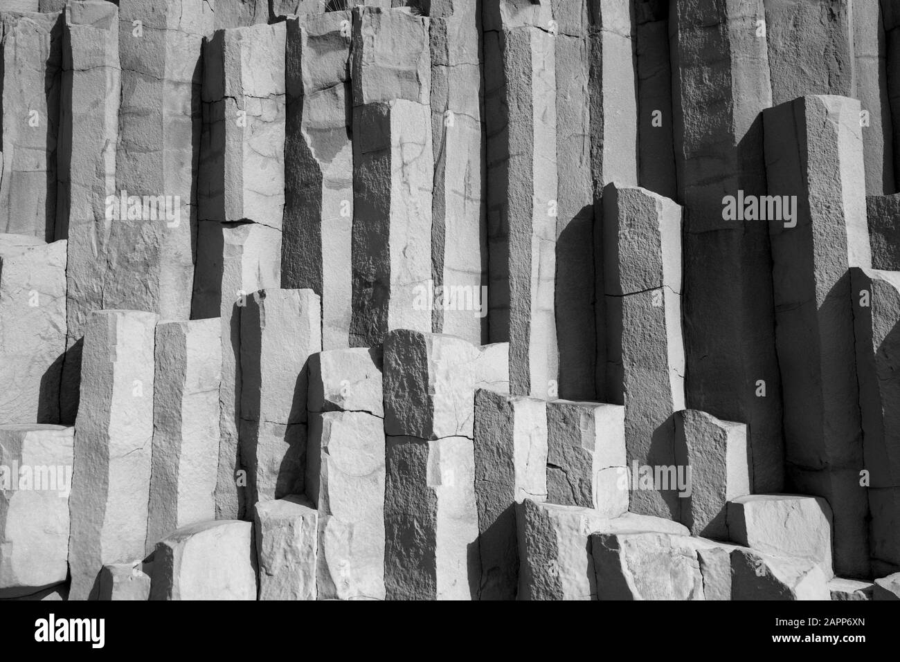 Die Basaltfelsen am Vik Beach. Stockfoto