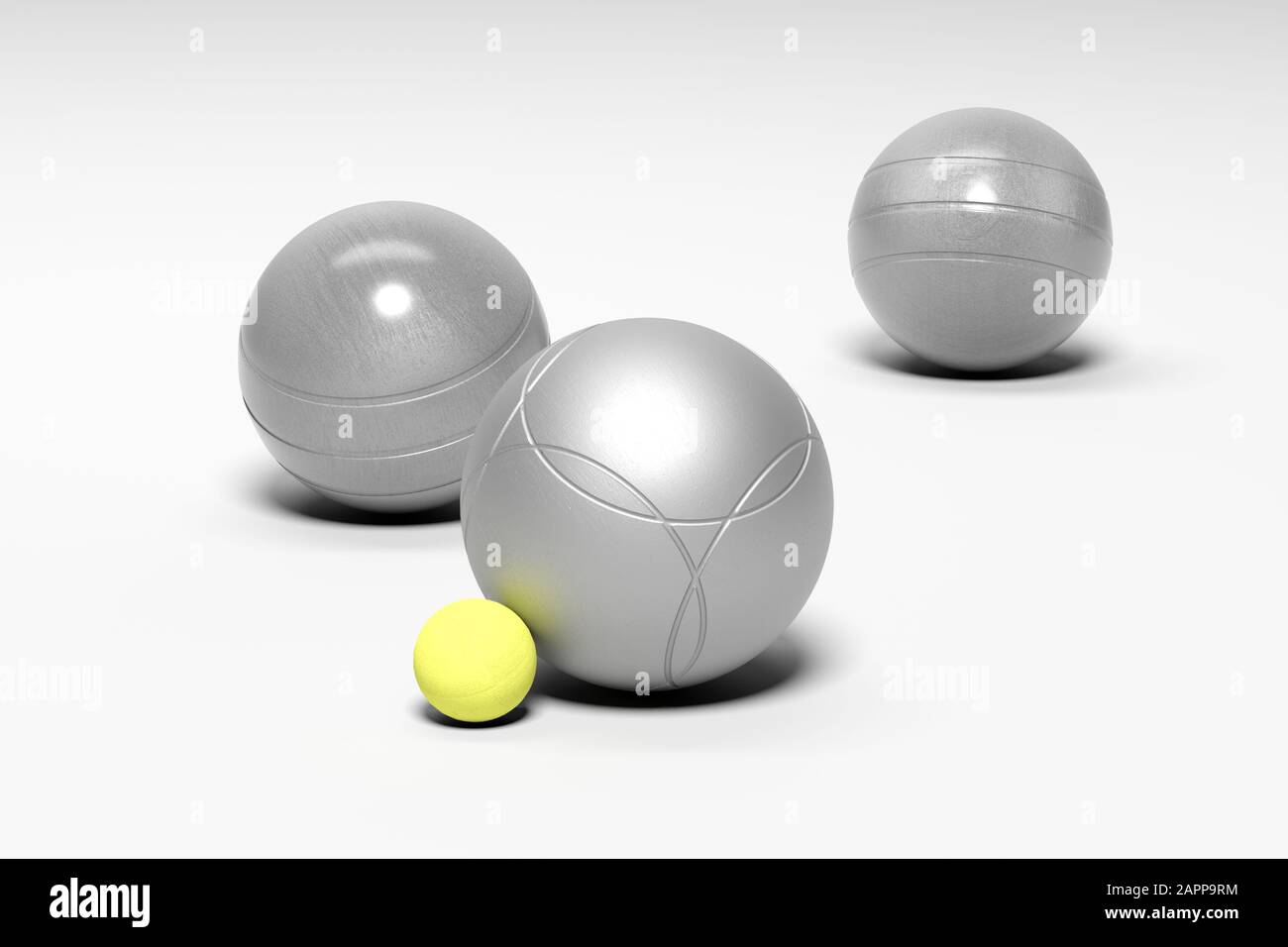 Ball aus Petanque, weißer Hintergrund 3D-Rendering Stockfoto