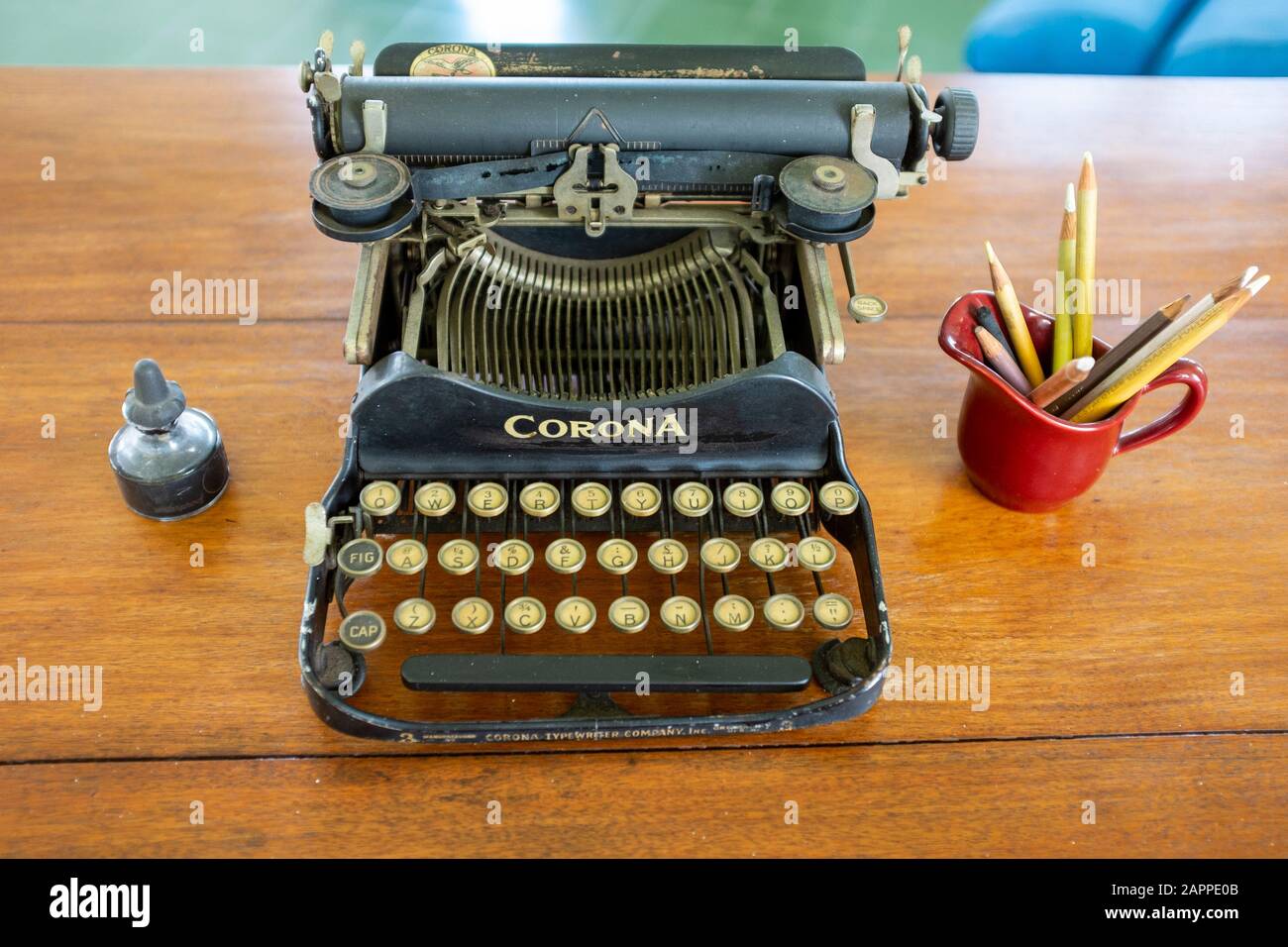 Hemingways Schreibmaschine. Finca Vigía, Kuba. Stockfoto