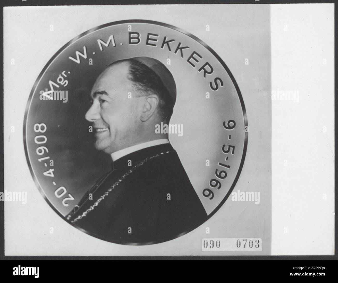 Gedenkmünze nach Todesdatum: 12. Mai 1966 Schlüsselwörter: Bishops, Tokens persönlicher Name: Bekkers w m Stockfoto