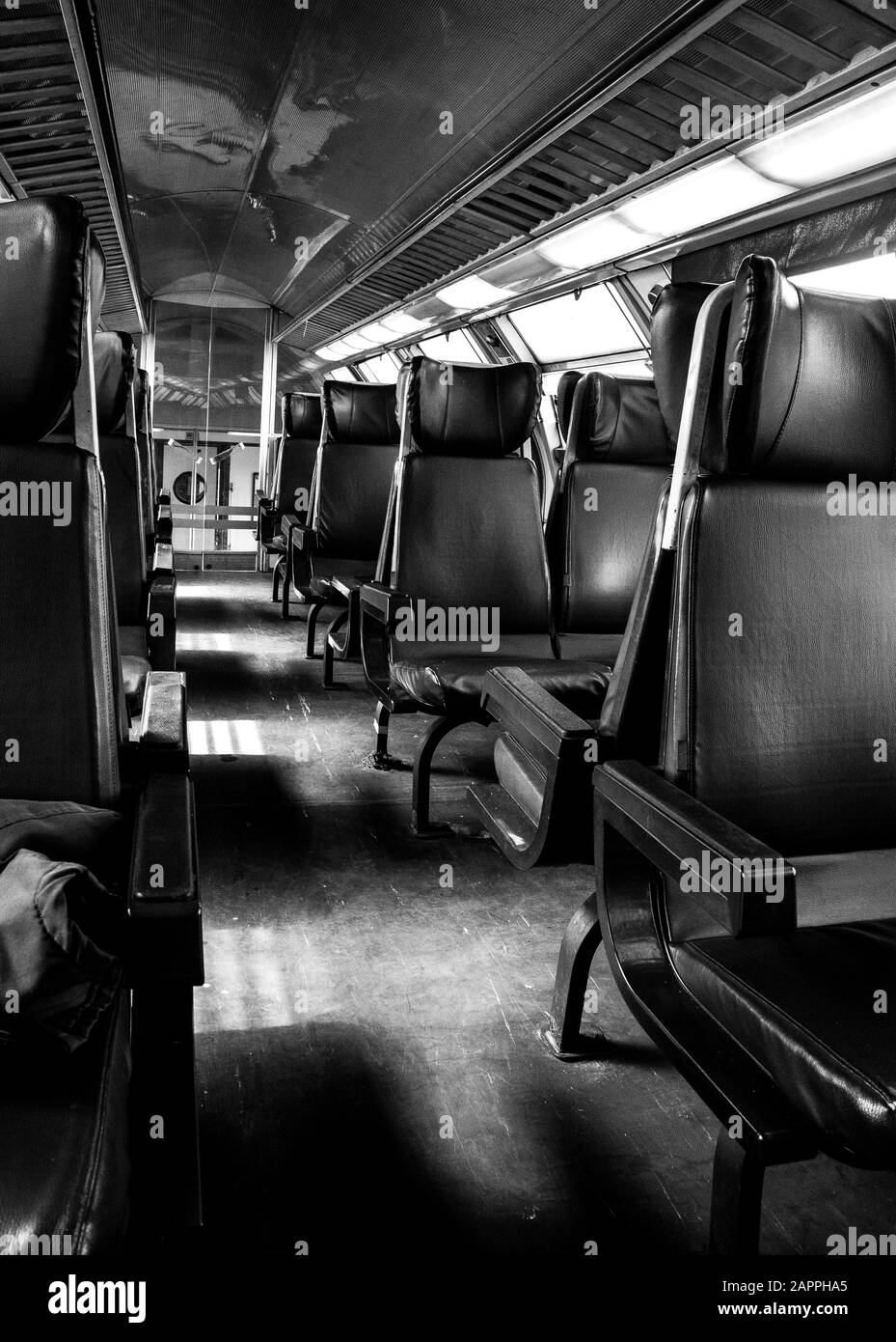 Licht in einem leeren Zug Stockfoto