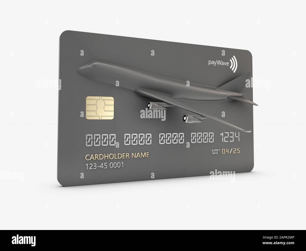 3d Rendering von Meilen Bank Premium Card mit Flugzeug Konzept Verkauf Tourismus im Urlaub. Stockfoto